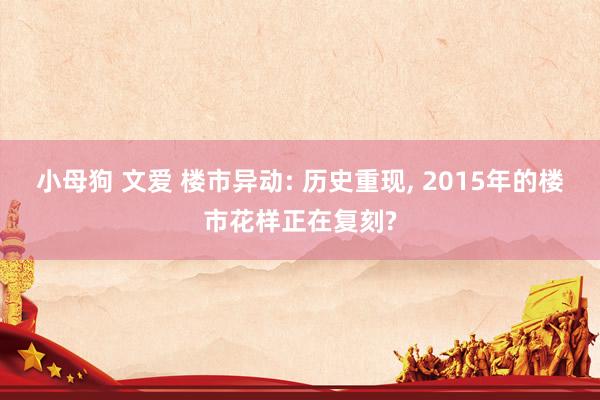 小母狗 文爱 楼市异动: 历史重现， 2015年的楼市花样正在复刻?